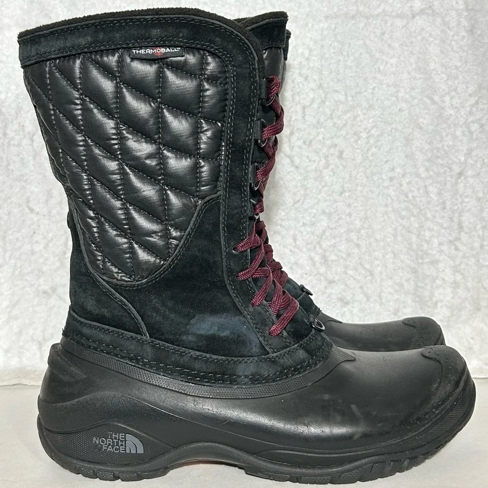 The North Face Womens Black Thermaball Utility Mid Insulated Winter Boots SZ 9.5